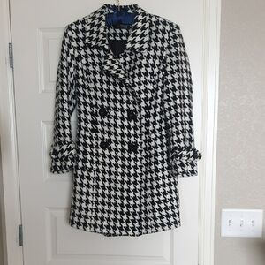 Black and White Houndstooth Pea Coat Tailored Design